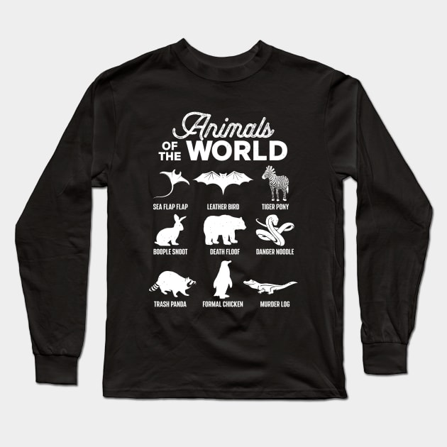 Animals of the World Funny Rare Exotic Animals Long Sleeve T-Shirt by RiseInspired